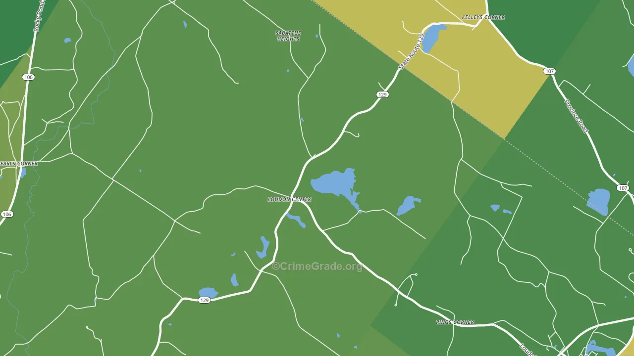 Loudon Center, NH Map of Vehicle Theft Rates