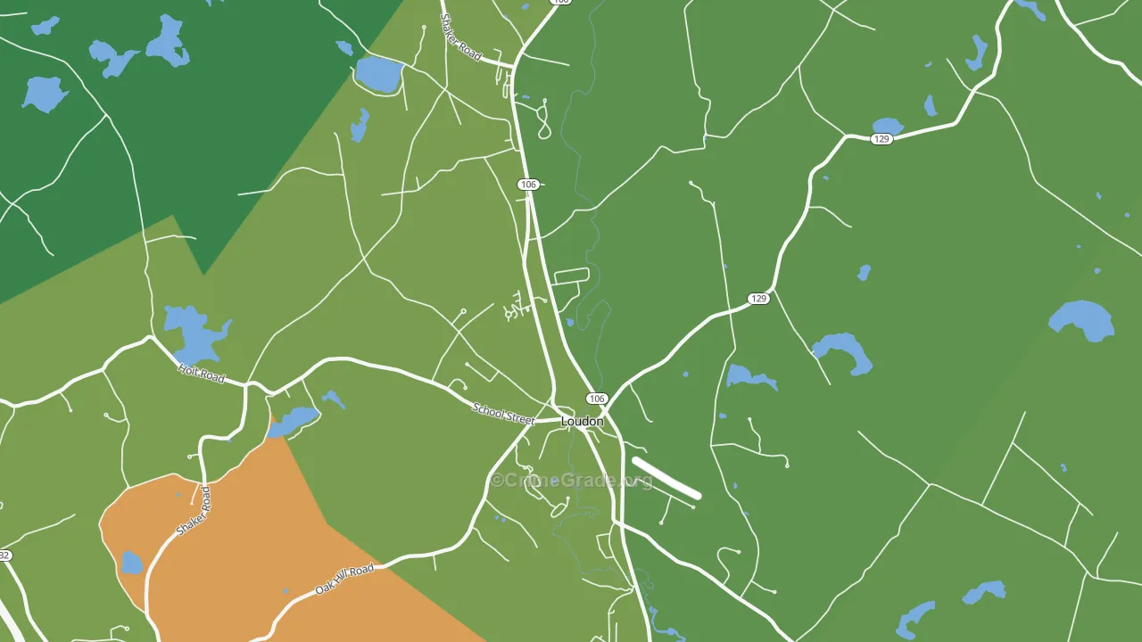 Loudon, NH Map of Vehicle Theft Rates