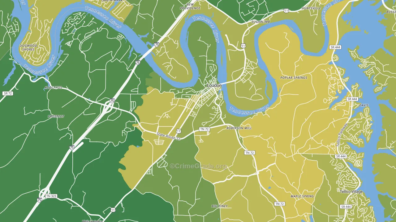 Loudon, TN Map of Vehicle Theft Rates