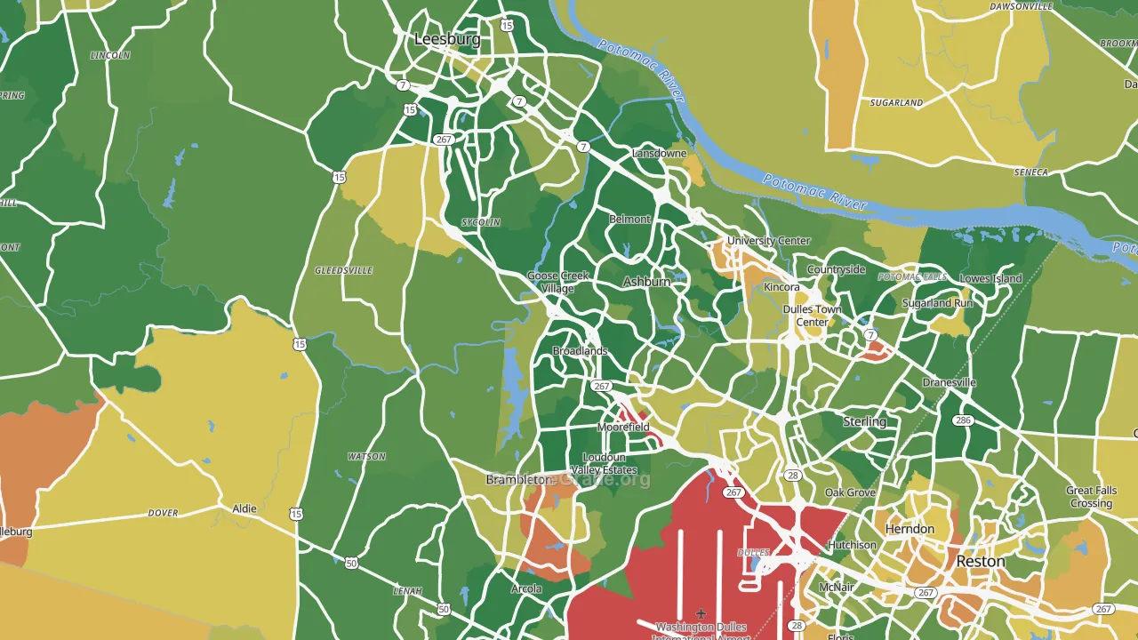 Loudoun County, VA Map of Vehicle Theft Rates