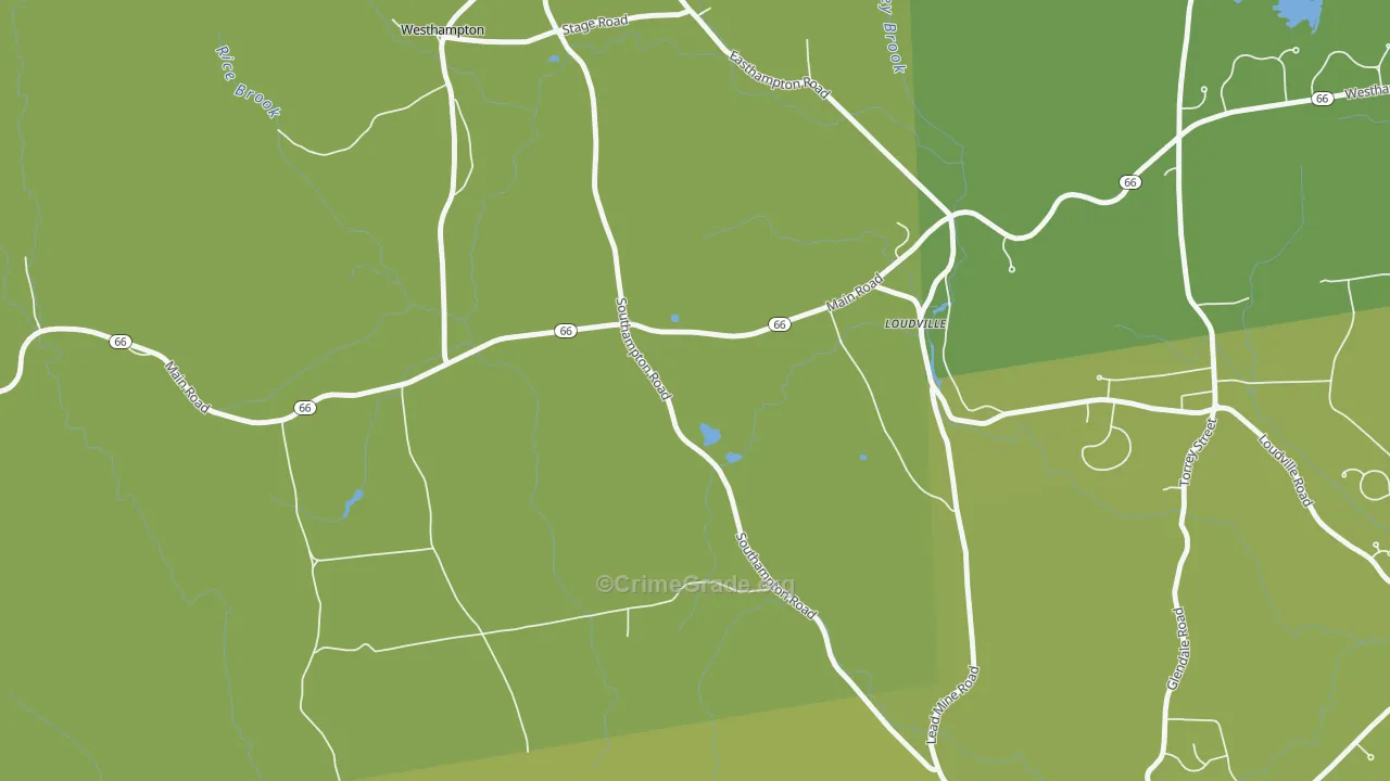 Loudville, MA Map of Vehicle Theft Rates