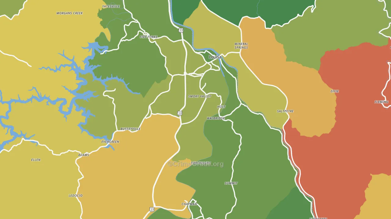 Louisa, KY Map of Vehicle Theft Rates