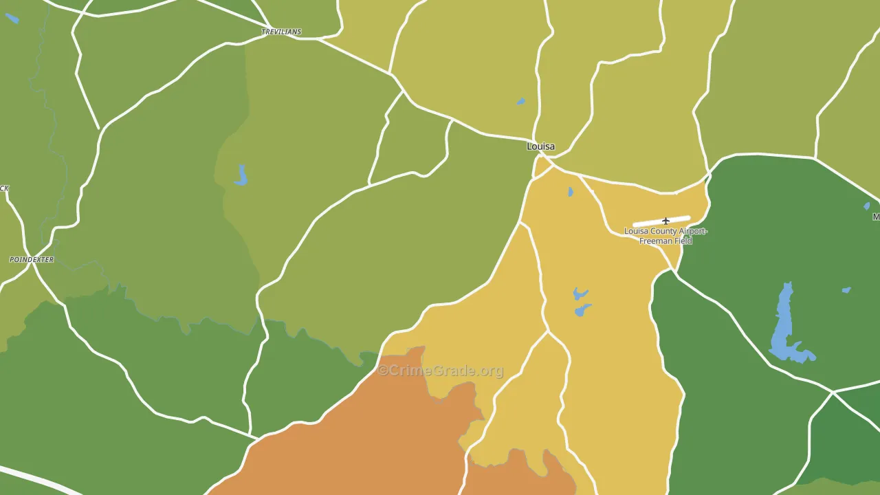 Louisa, VA Map of Vehicle Theft Rates