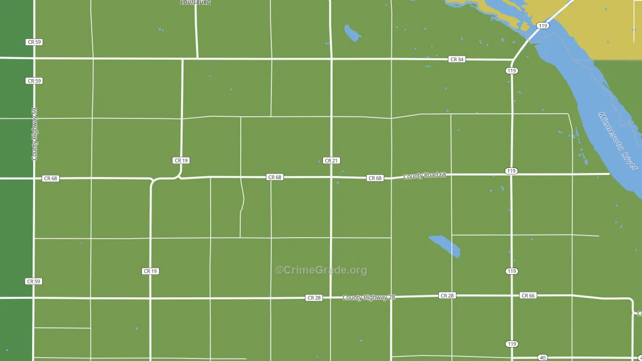 Louisburg, MN Map of Vehicle Theft Rates