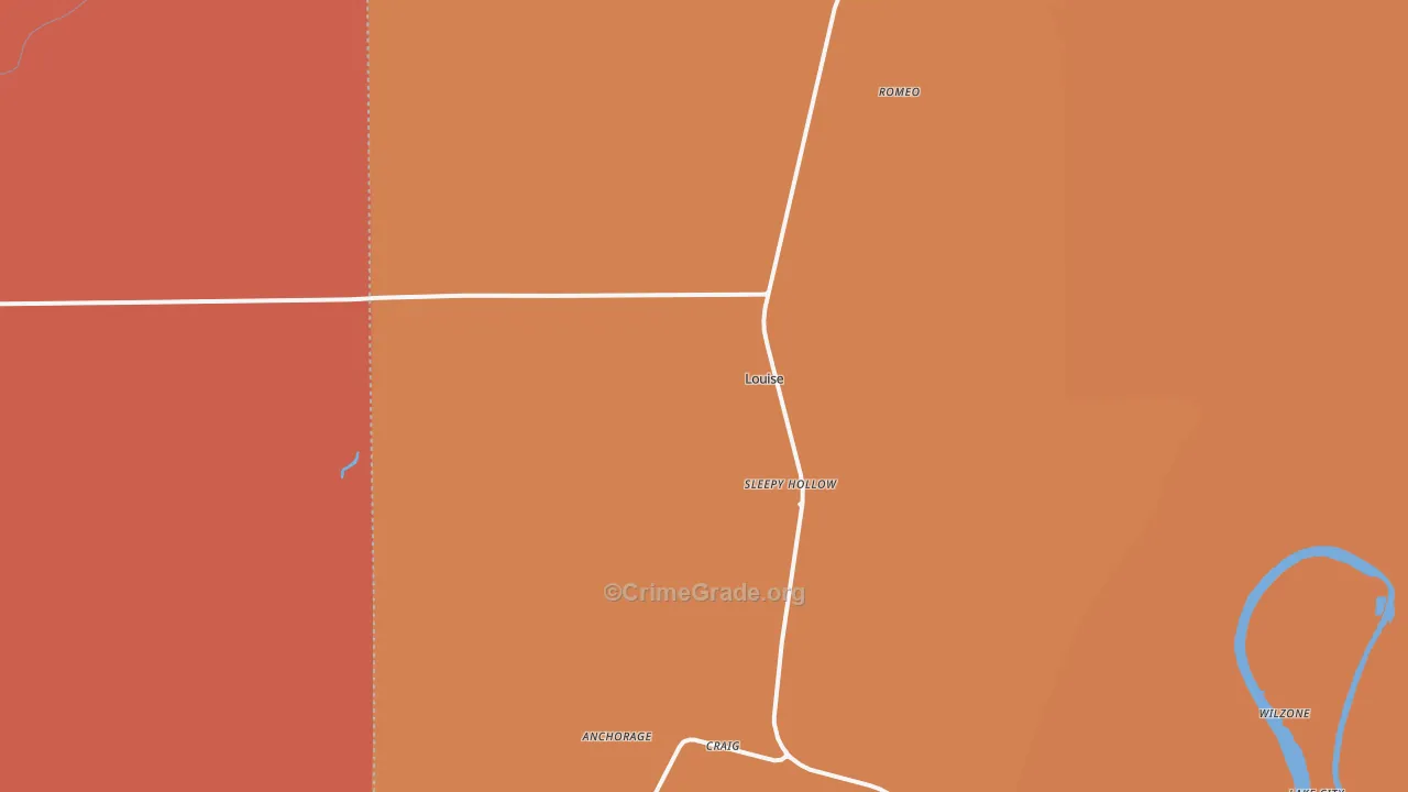 Louise, MS Map of Vehicle Theft Rates