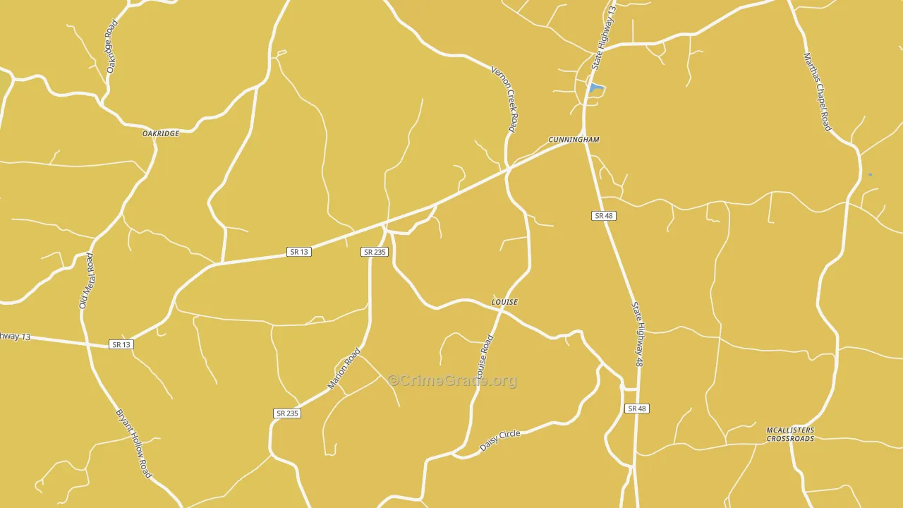 Louise, TN Map of Vehicle Theft Rates