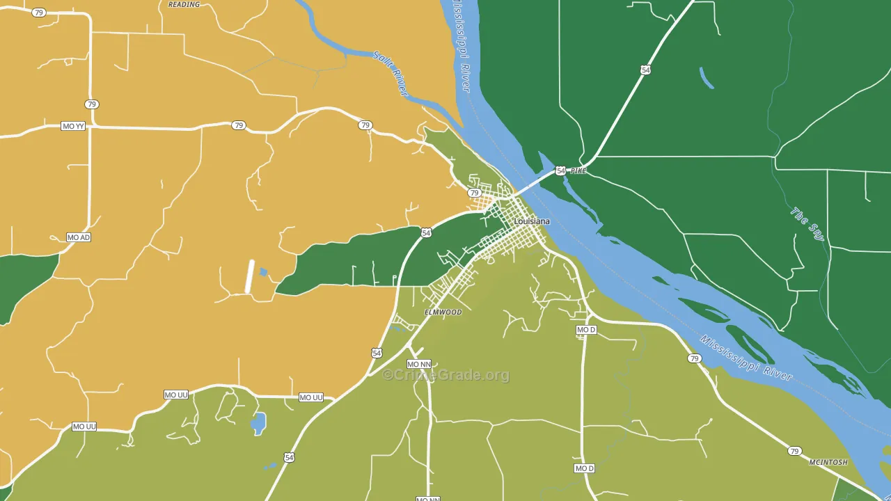 Louisiana, MO Map of Vehicle Theft Rates