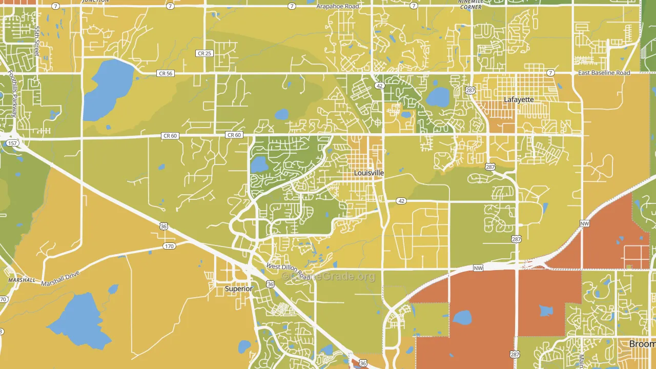 Louisville, CO Map of Vehicle Theft Rates