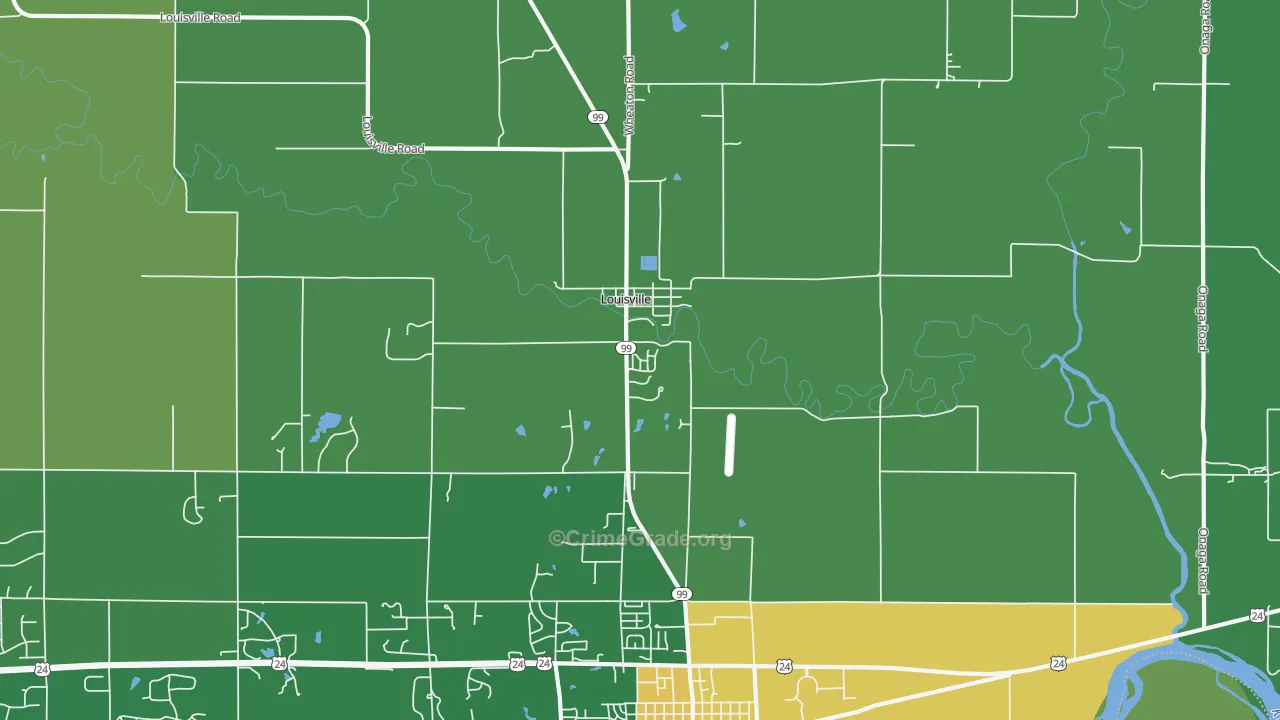 Louisville, KS Map of Vehicle Theft Rates