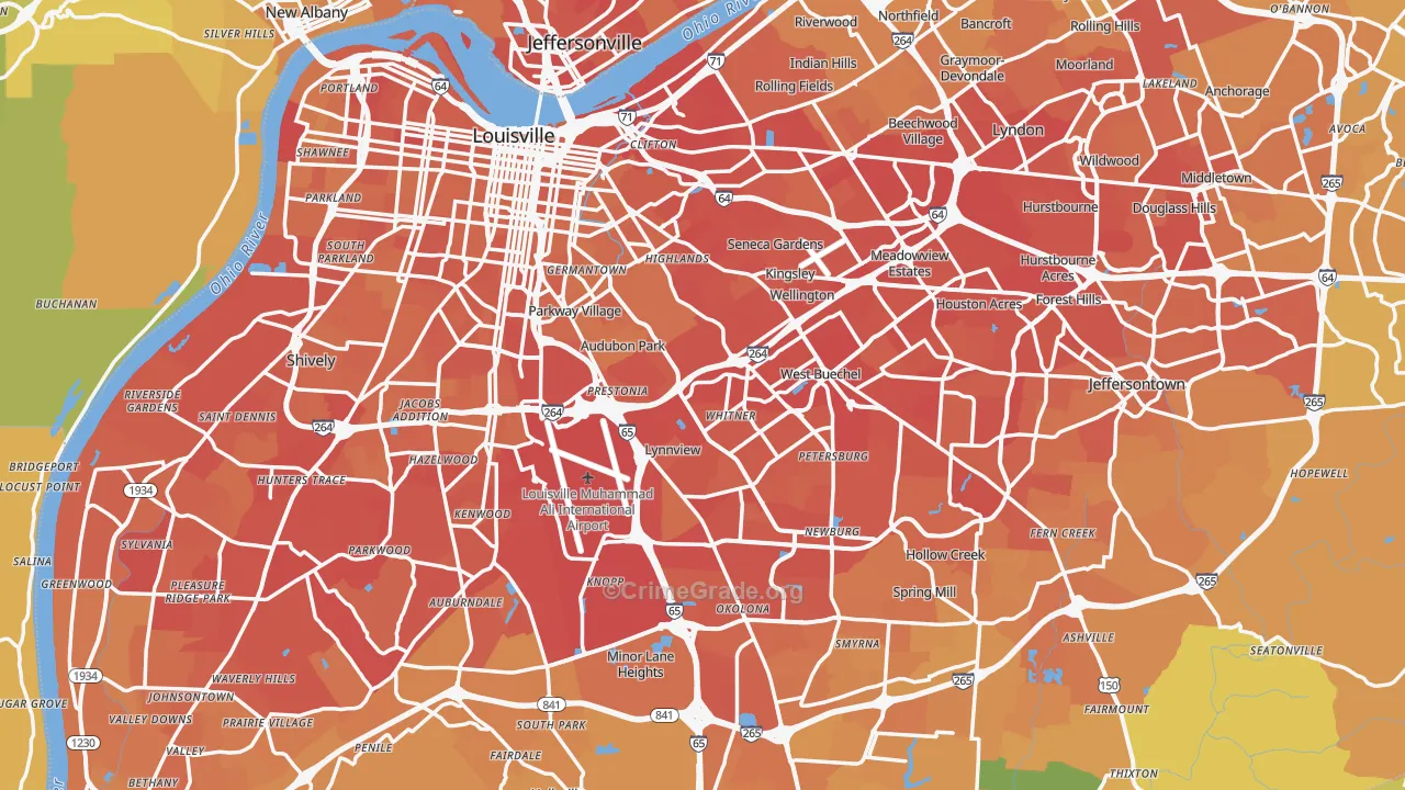 Louisville, KY Map of Vehicle Theft Rates