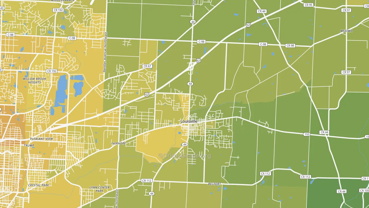 Louisville, OH Map of Vehicle Theft Rates