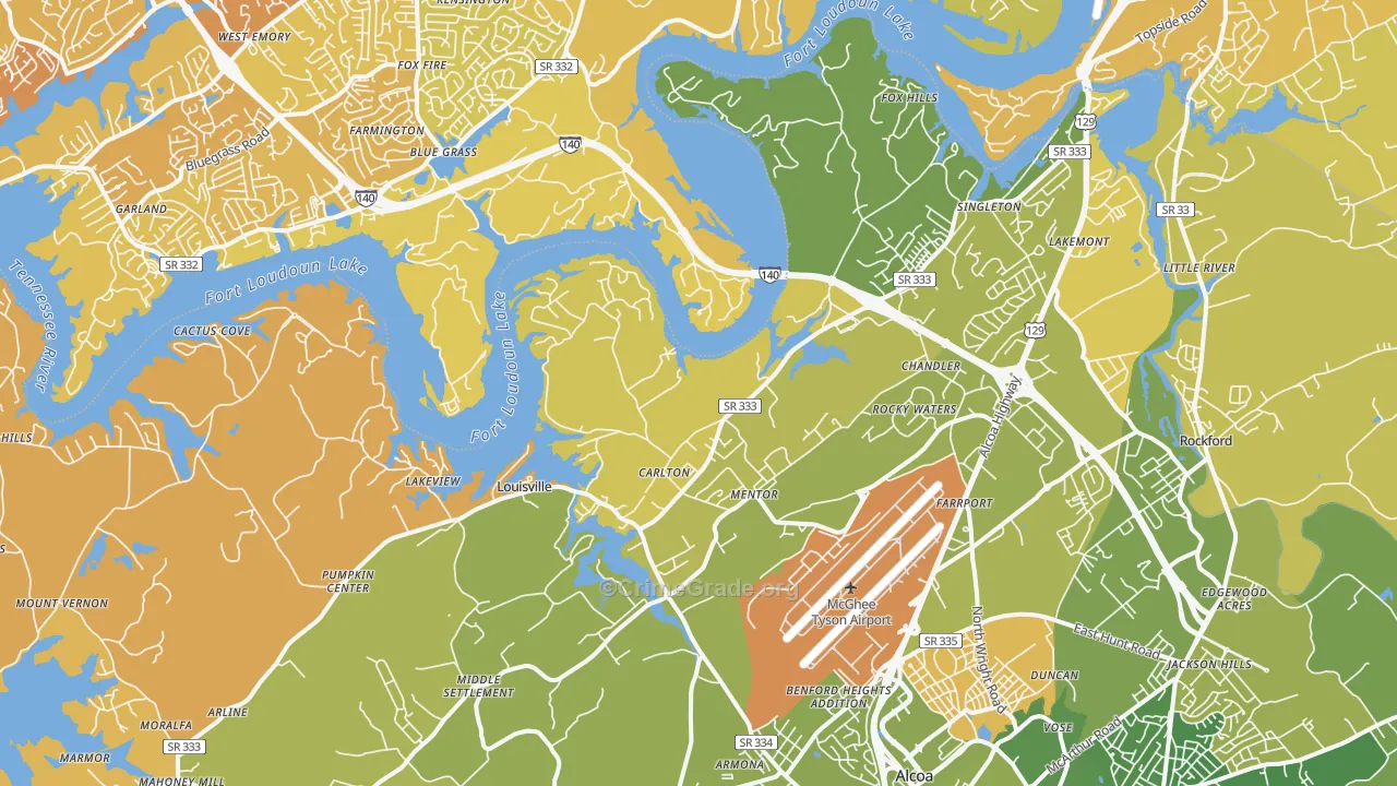 Louisville, TN Map of Vehicle Theft Rates