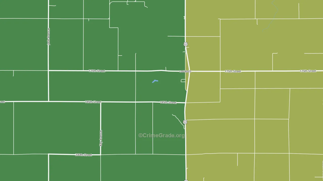 Lourdes, IA Map of Vehicle Theft Rates
