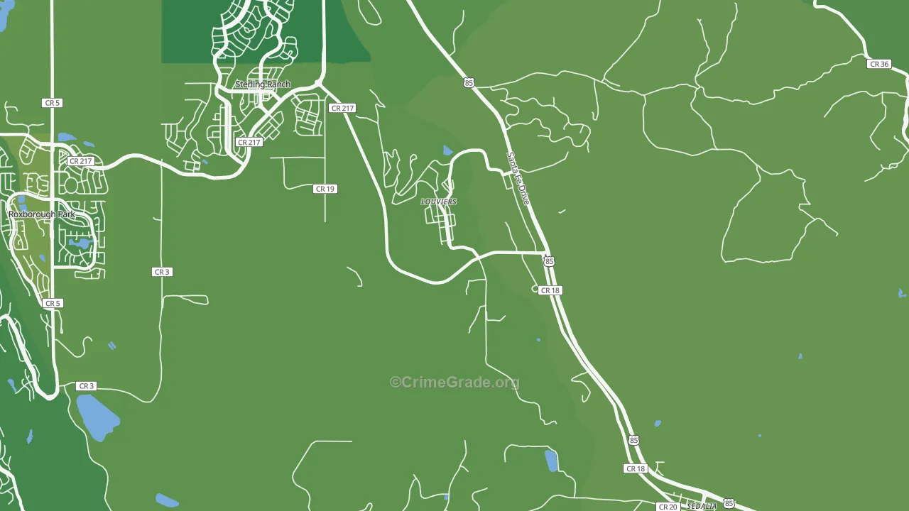 Louviers, CO Map of Vehicle Theft Rates