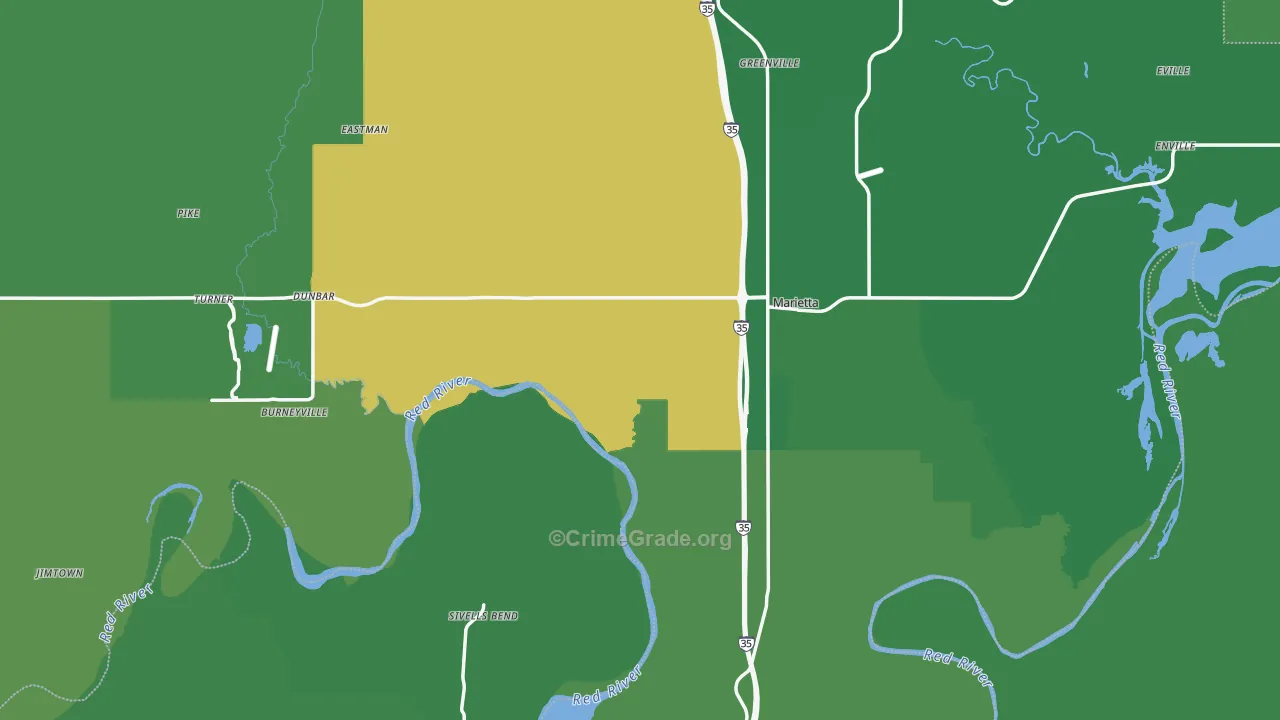 Love County, OK Map of Vehicle Theft Rates