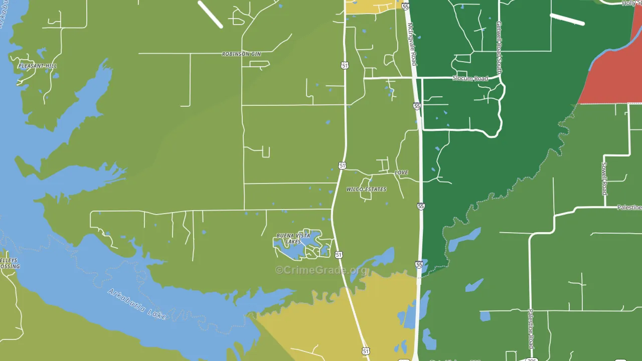 Love, MS Map of Vehicle Theft Rates