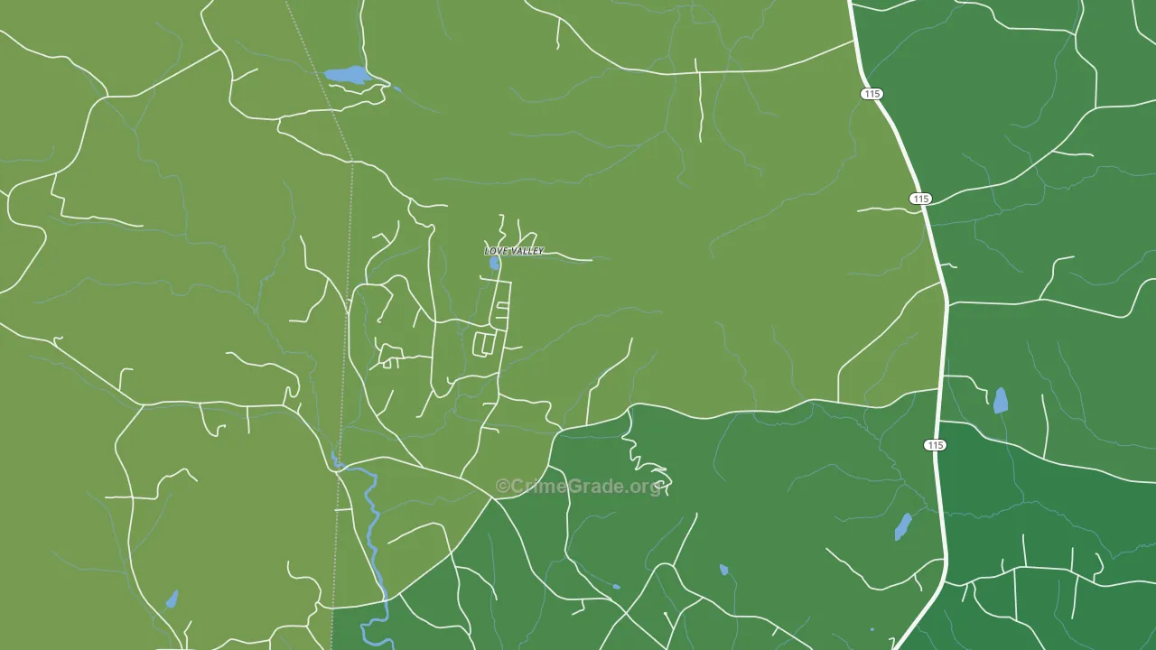 Love Valley, NC Map of Vehicle Theft Rates