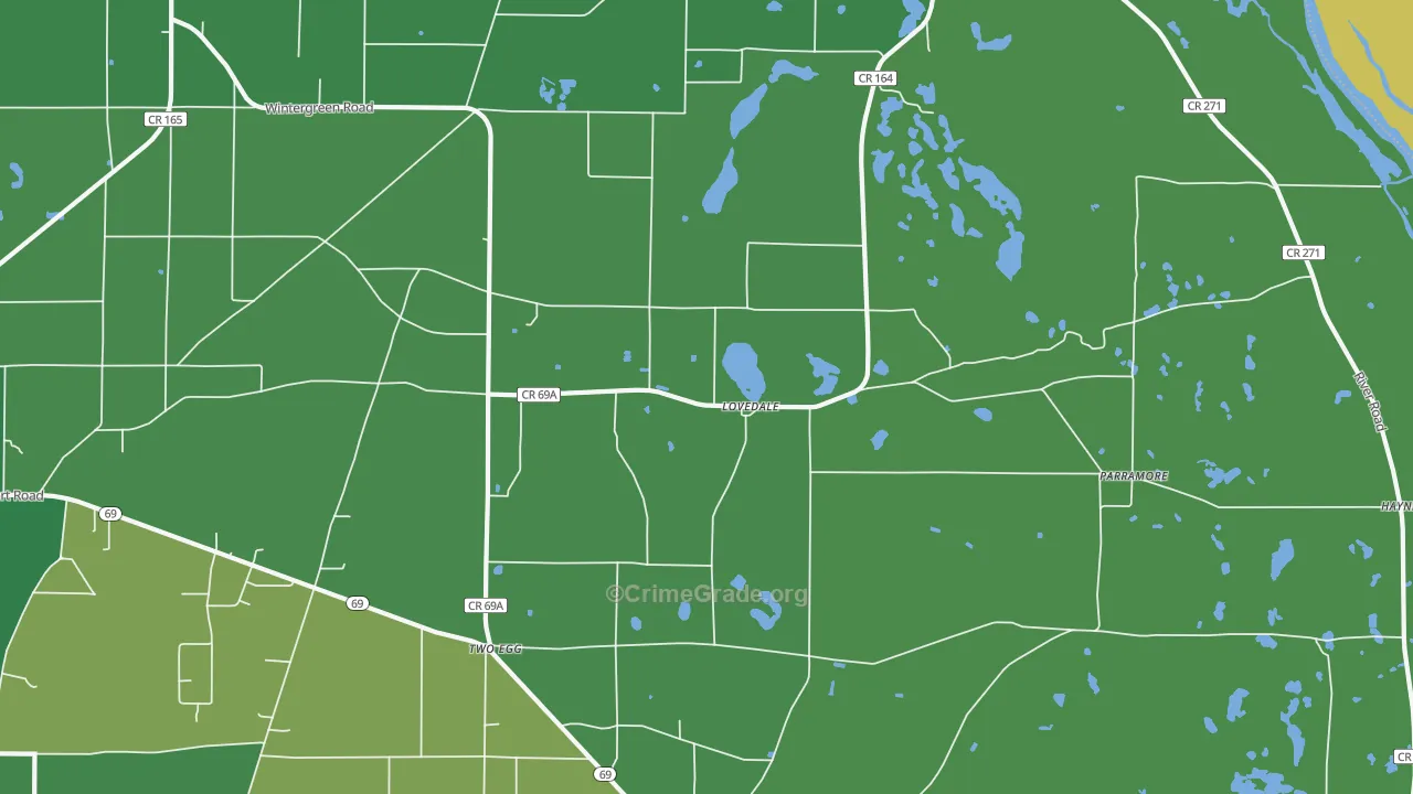 Lovedale, FL Map of Vehicle Theft Rates