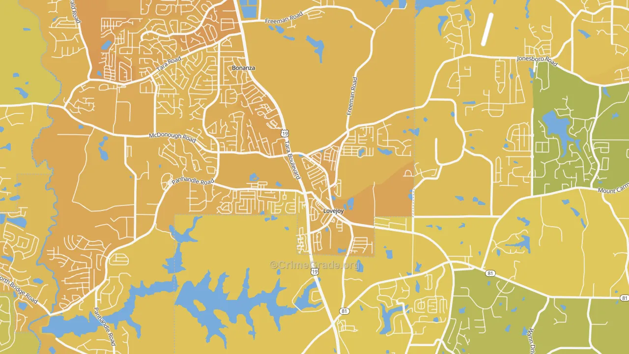 Lovejoy, GA Map of Vehicle Theft Rates
