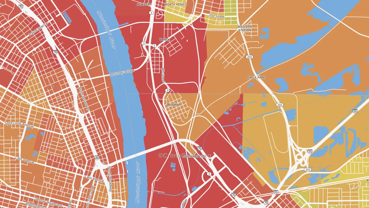 Lovejoy, IL Map of Vehicle Theft Rates