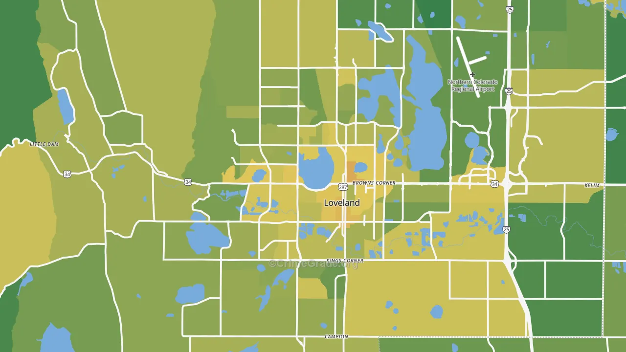 Loveland, CO Map of Vehicle Theft Rates