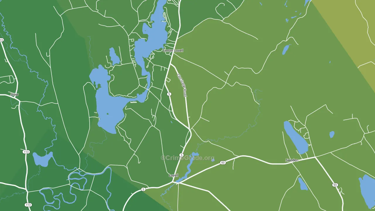 Lovell, ME Map of Vehicle Theft Rates