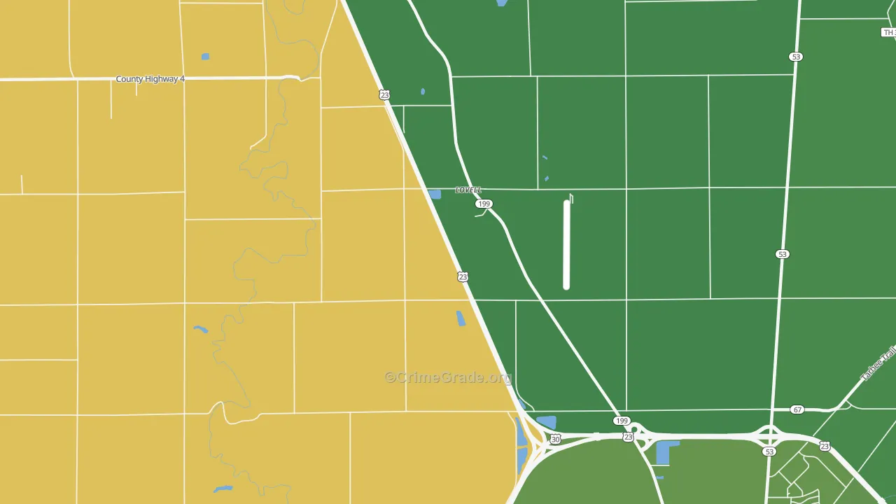 Lovell, OH Map of Vehicle Theft Rates