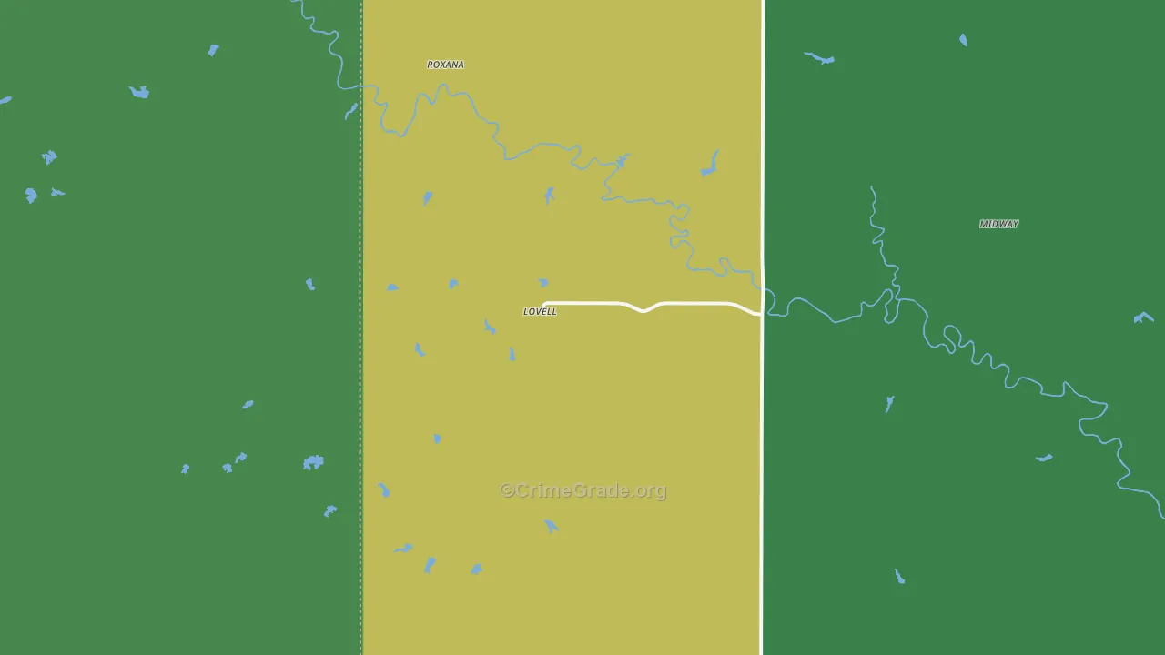 Lovell, OK Map of Vehicle Theft Rates