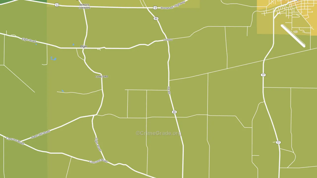 Lovell, PA Map of Vehicle Theft Rates