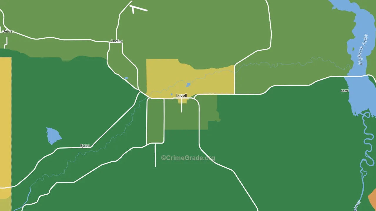 Lovell, WY Map of Vehicle Theft Rates