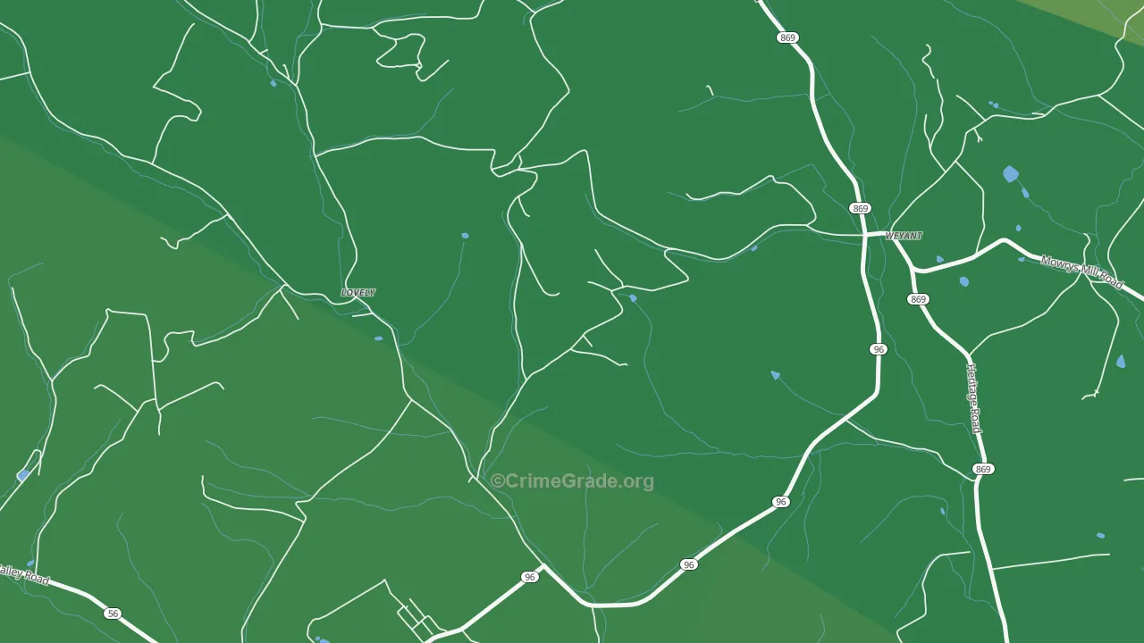 Lovely, PA Map of Vehicle Theft Rates