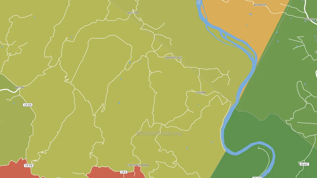 Lovern, WV Map of Vehicle Theft Rates