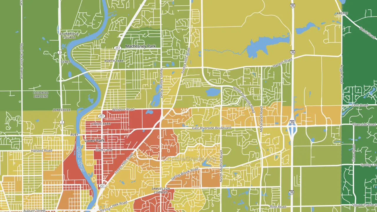 Loves Park, IL Map of Vehicle Theft Rates