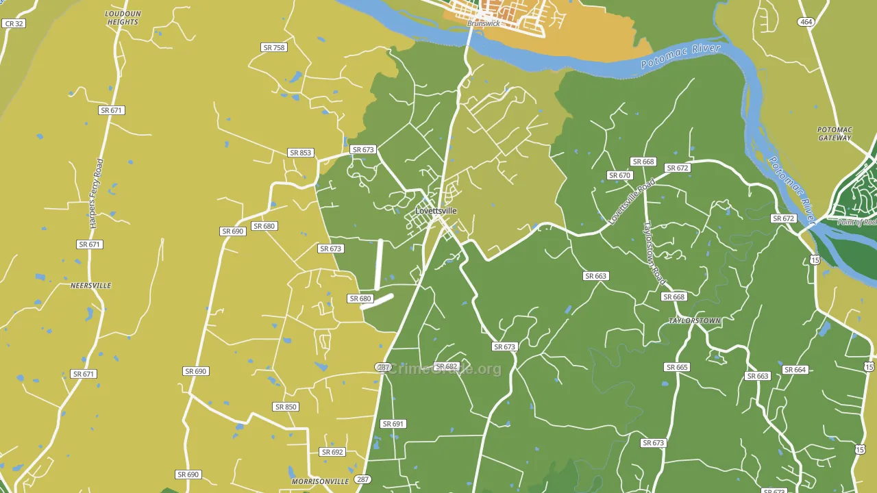 Lovettsville, VA Map of Vehicle Theft Rates