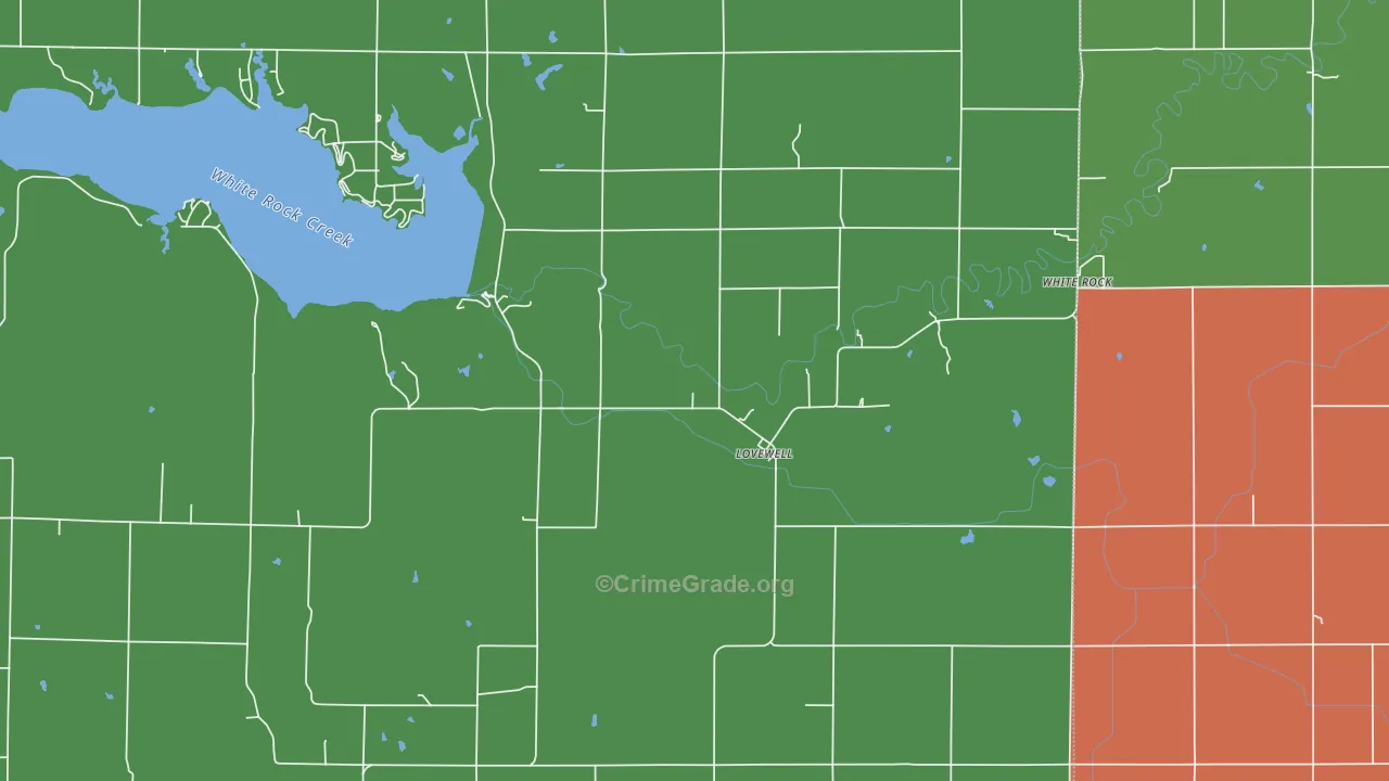 Lovewell, KS Map of Vehicle Theft Rates