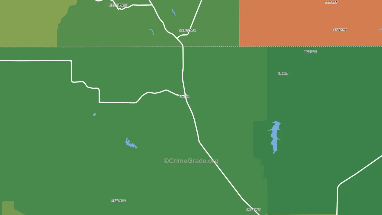 Lovilia, IA Map of Vehicle Theft Rates