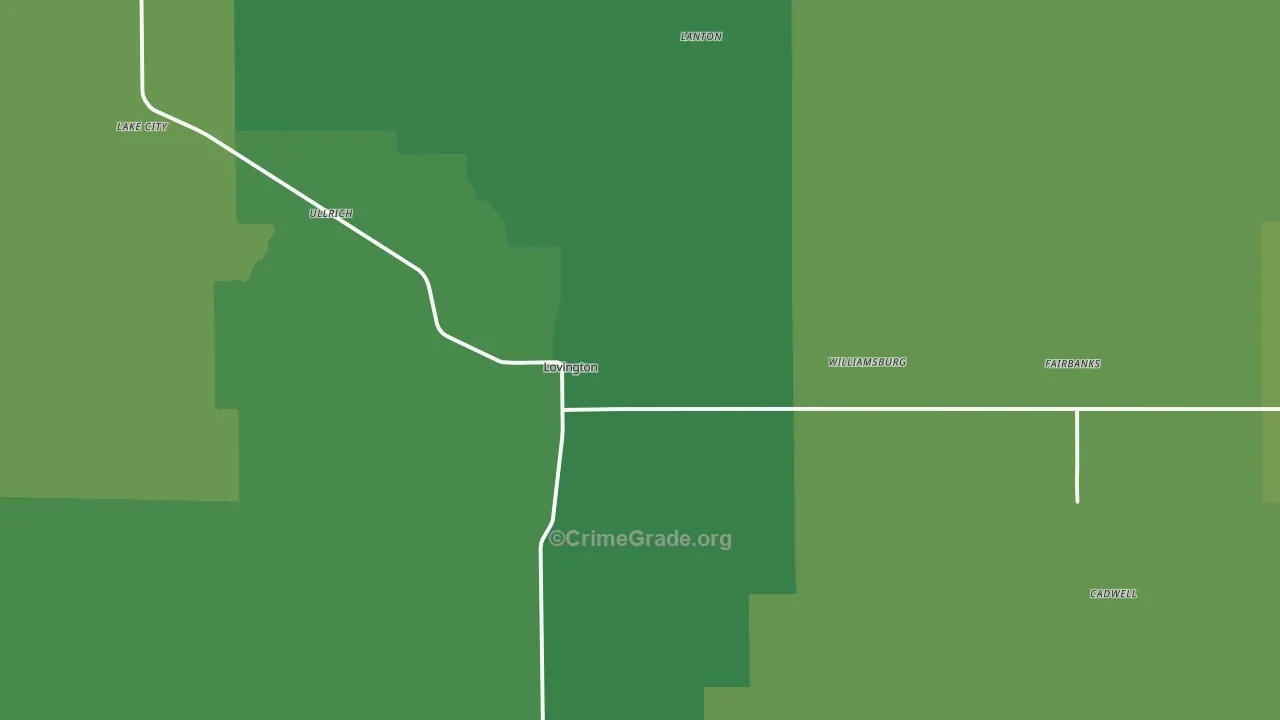 Lovington, IL Map of Vehicle Theft Rates