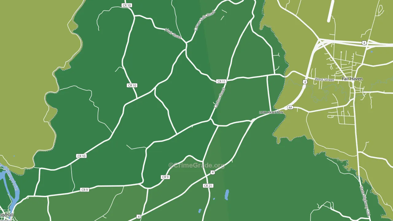 Low Hampton, NY Map of Vehicle Theft Rates