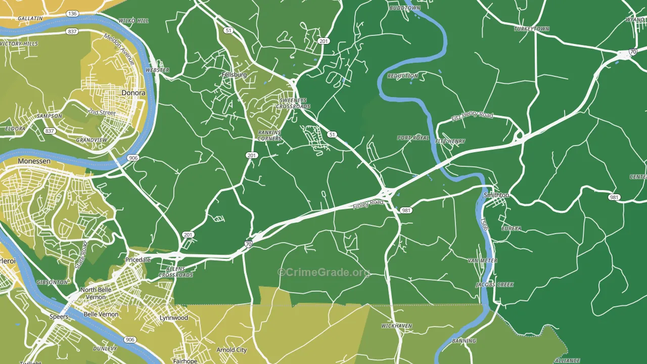 Lowber, PA Map of Vehicle Theft Rates
