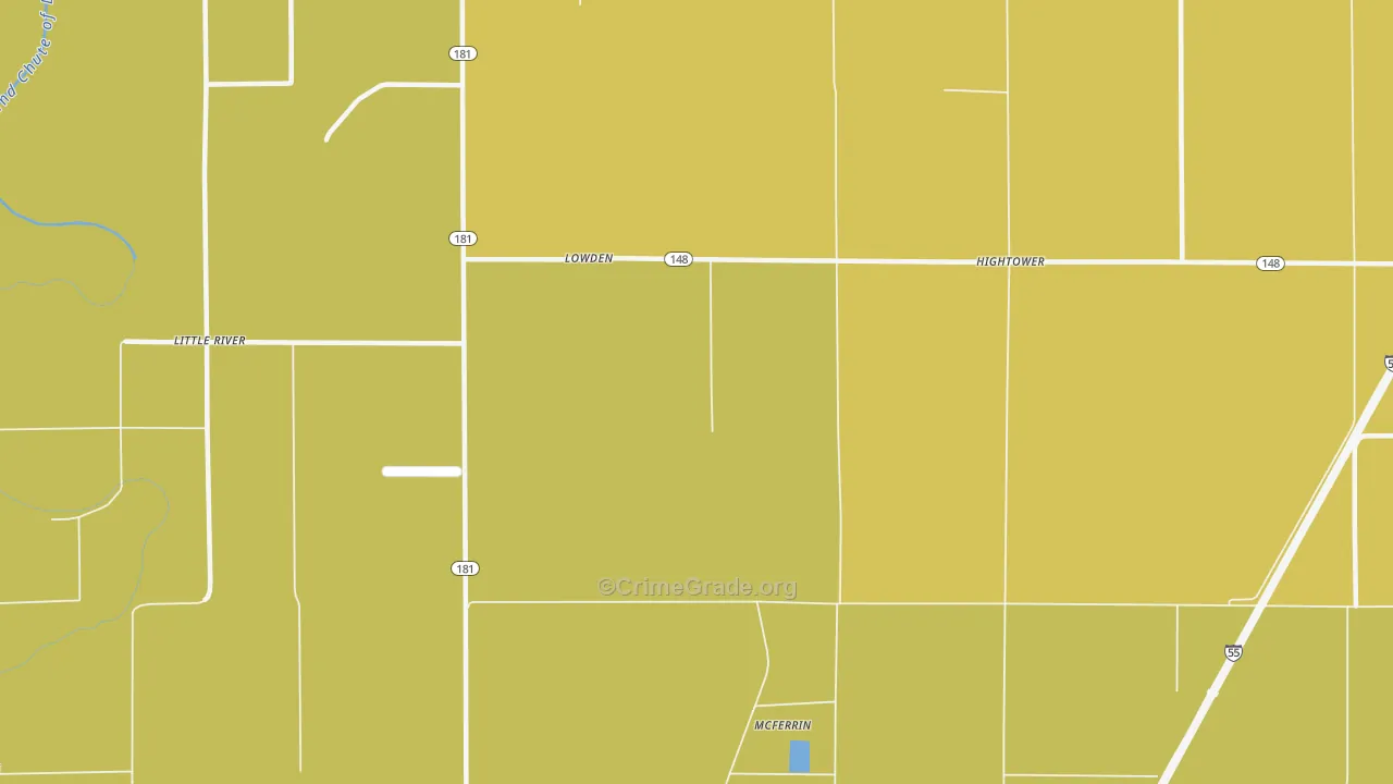Lowden, AR Map of Vehicle Theft Rates