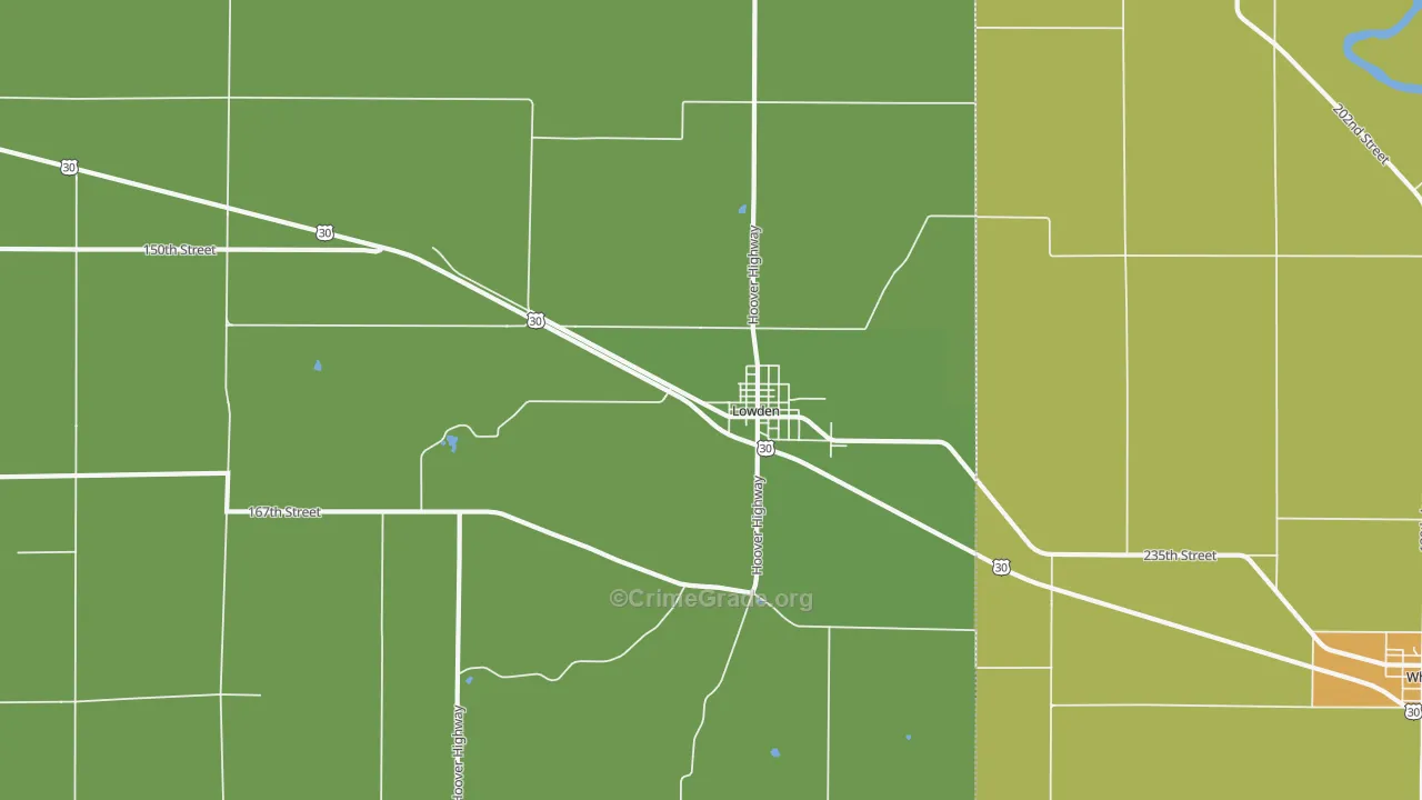 Lowden, IA Map of Vehicle Theft Rates