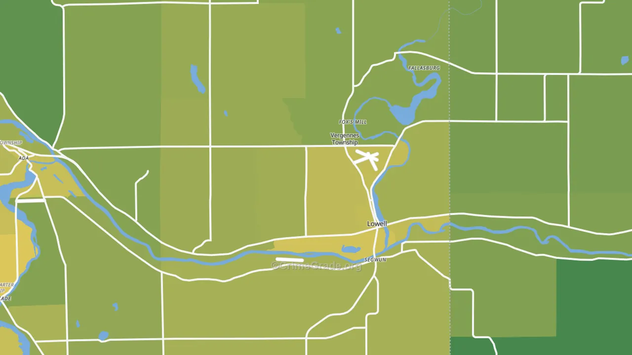 Lowell, MI Map of Vehicle Theft Rates