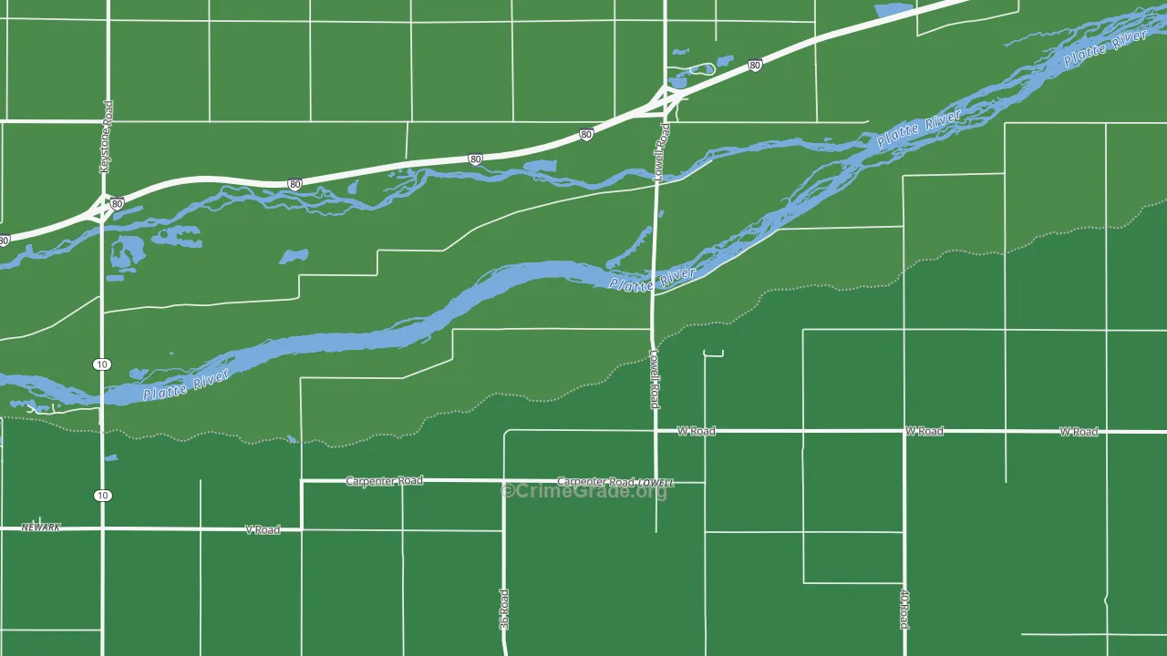 Lowell, NE Map of Vehicle Theft Rates