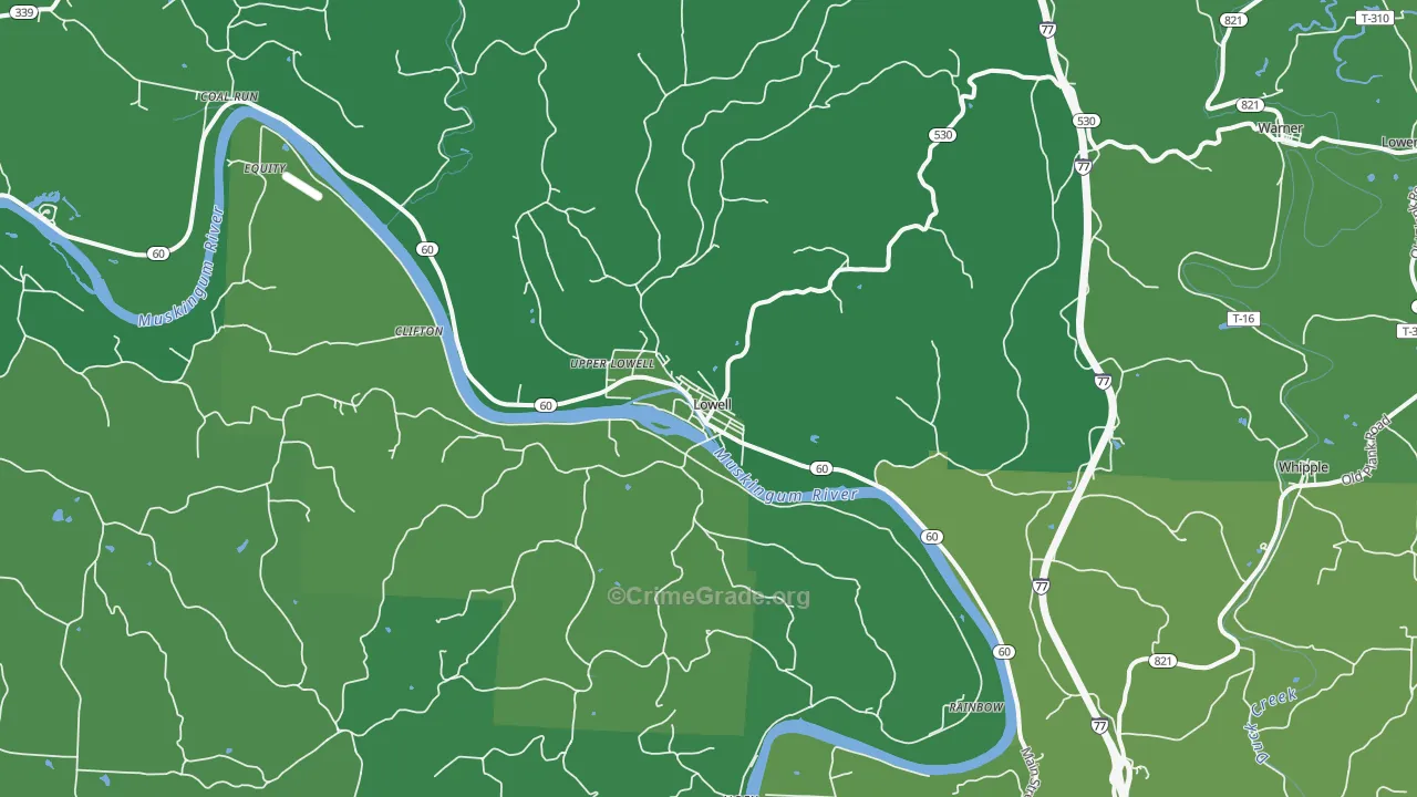 Lowell, OH Map of Vehicle Theft Rates