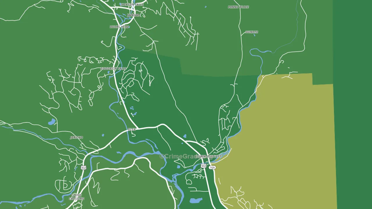 Lower Bartlett, NH Map of Vehicle Theft Rates