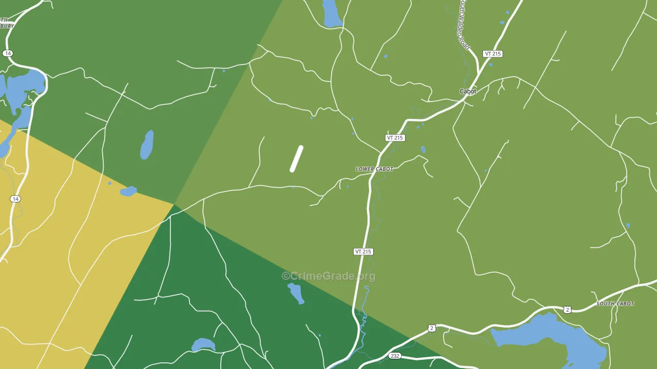 Lower Cabot, VT Map of Vehicle Theft Rates
