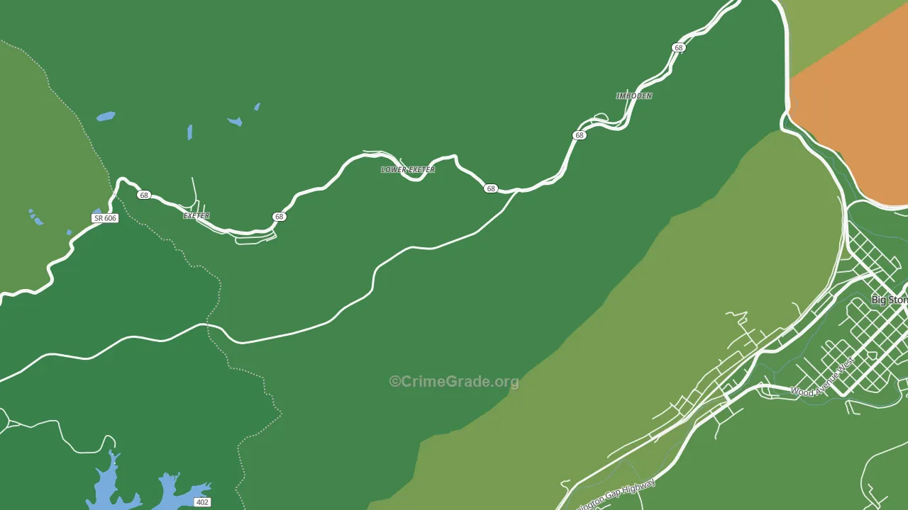 Lower Exeter, VA Map of Vehicle Theft Rates
