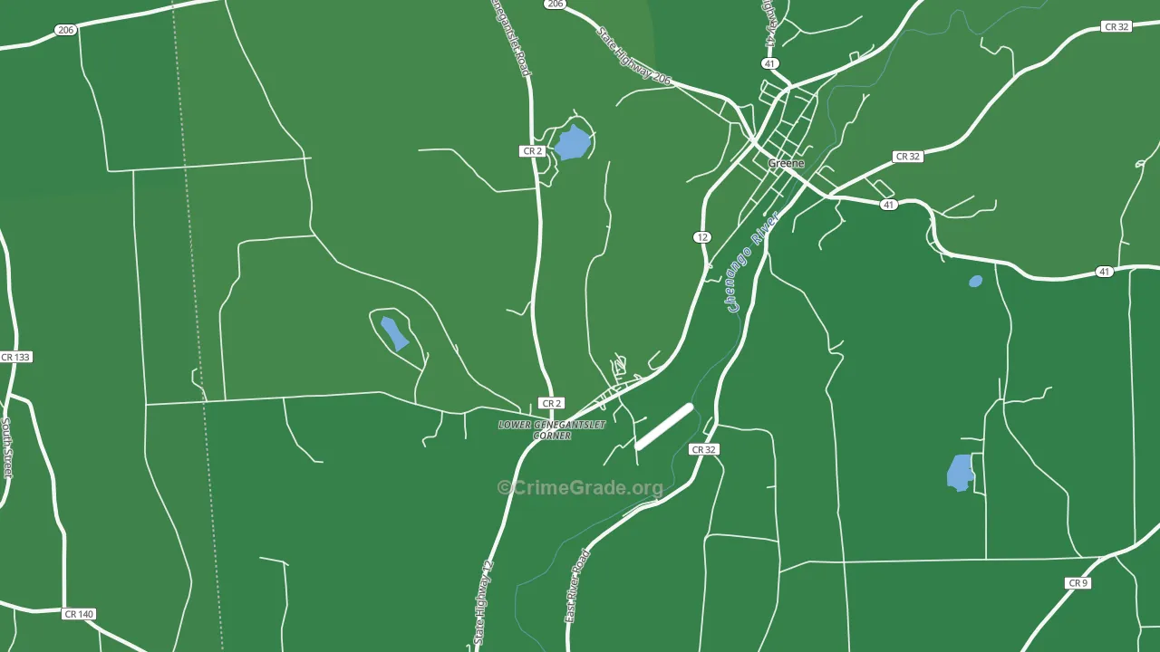 Lower Genegantslet Corner, NY Map of Vehicle Theft Rates