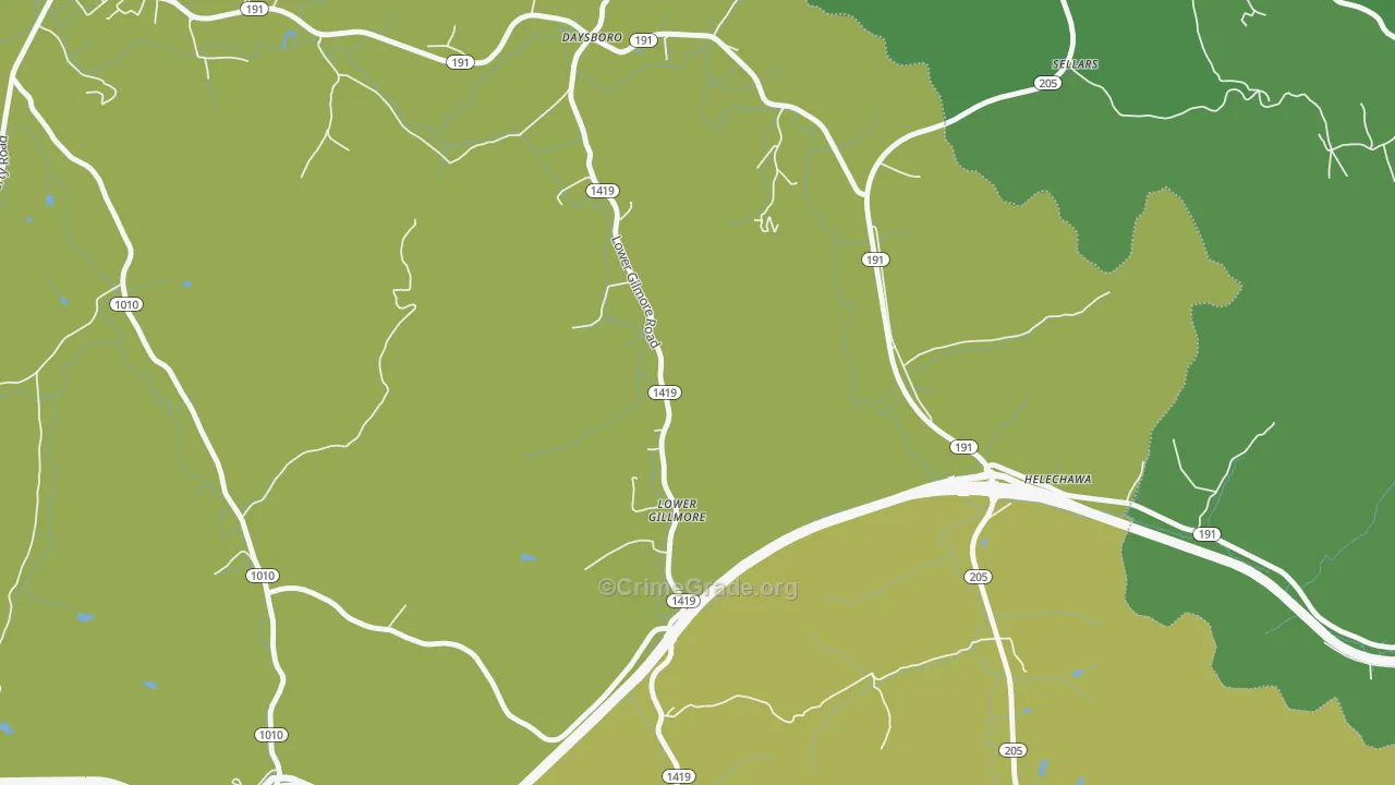 Lower Gillmore, KY Map of Vehicle Theft Rates