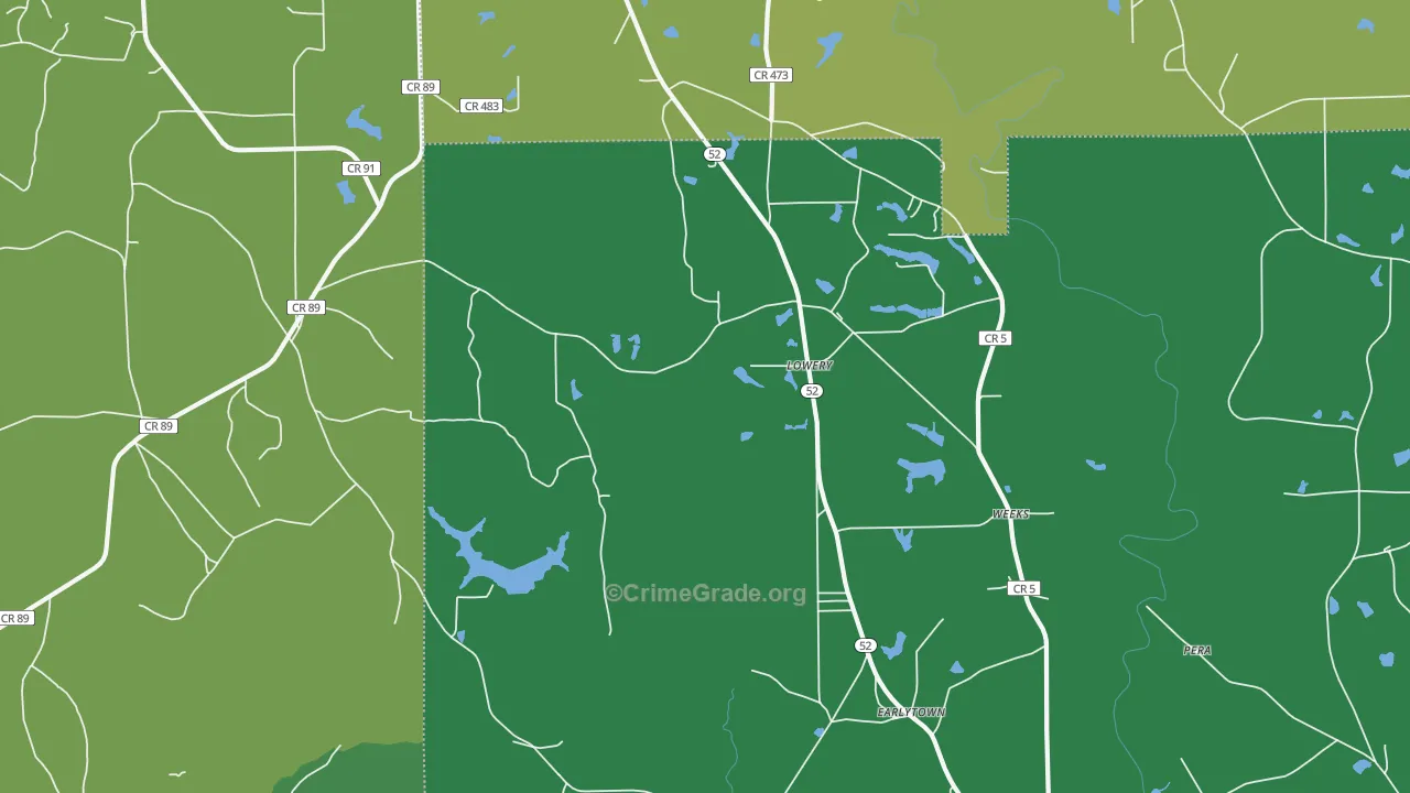 Lowery, AL Map of Vehicle Theft Rates